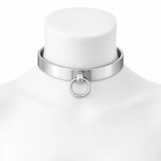 Massives BDSM Halsband aus geb?rstetem Edelstahl, mit O-Ring Innen ? 160 mm, Halsumfang bis 50,2 cm / Gewicht: ca. 380g