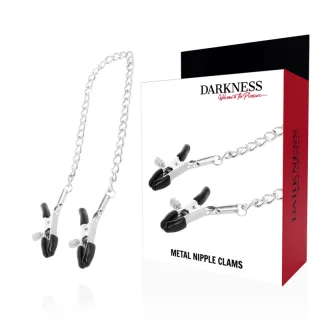 Nippelklemmen aus Metall verstellbar mit Kette Silber