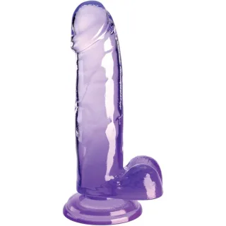 Clear Realistischer Dildo mit Hoden Lila 15,2 cm