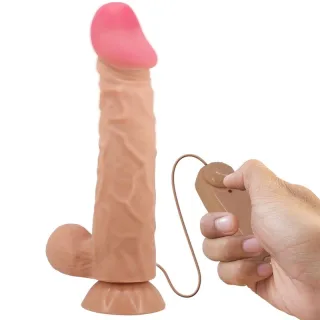 Realistischer Vibrator Sliding Skin mit Fernbedienung Natur 24 cm