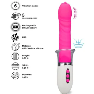 Vibrator Liberty mit Stoßfunktion und Zungenstimulator Rosa