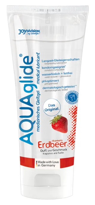 Joydivision AQUAglide Gleitgel auf Wasserbasis mit Erdbeer-Duft und -Geschmack 1...