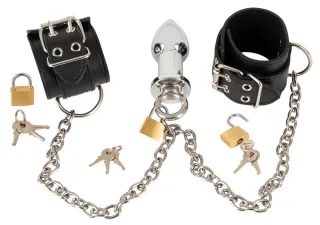 Cuffs &amp; Plug Handfesseln mit Analplug fetish collection Schwarz