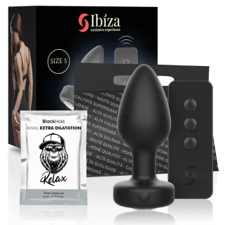 Analplug Ibiza Technology mit Kristall und Fernbedienung Schwarz Größe S