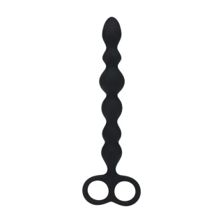 Analplug Snake aus Silikon mit Perlen und Schlaufe Schwarz Modell 2