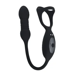 Prostata-Vibrator mit Stoßfunktion und Penisring Tri O Schwarz