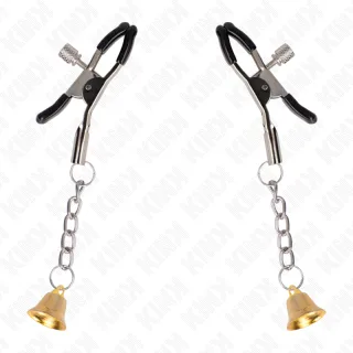 Nippelklemmen mit Glocke an Kettchen Schwarz 6 cm