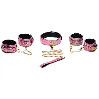 Fesselset Schlangenprint Pink