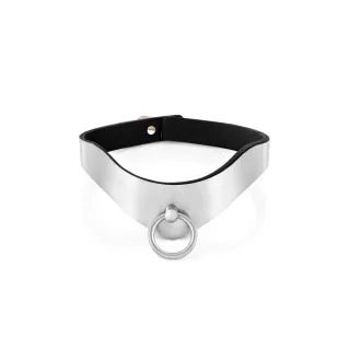 Geschwungenes BDSM Halsband aus Edelstahl, mit O-Ring Innen ? von 100 bis 105 mm, f?r Halsumfang von 31,4 cm bis 32,9 cm