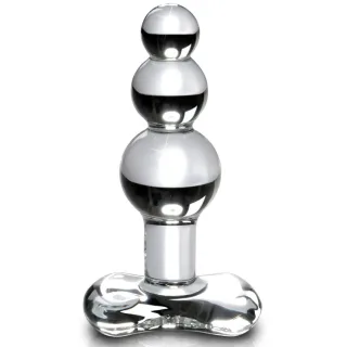 Analplug Icicles Nr. 47 Glas mit drei Kugeln Klar 10,2 x 7 cm
