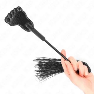Peitsche Fußförmige Paddel mit Quastenpeitsche Schwarz