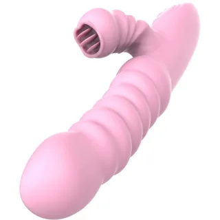Multifunktionsvibrator mit Zungenstimulator und Wärmeeffekt Rosa 21,9 cm