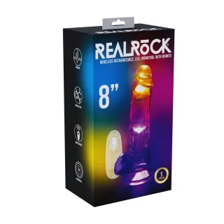 Realistischer Vibrator mit LED und Hoden 20 cm